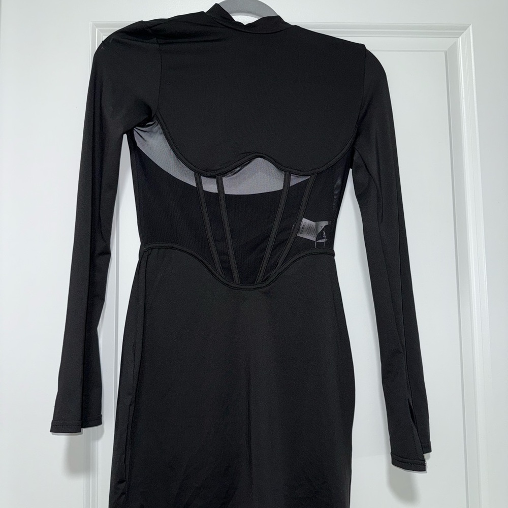 Windsor Black Backless Long Sleeve Dress